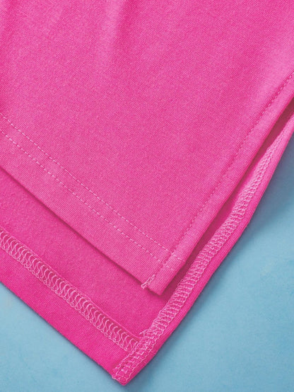 Crimson Red Extended Length Short Sleeve Slit Detail Drop Shoulder Blouse