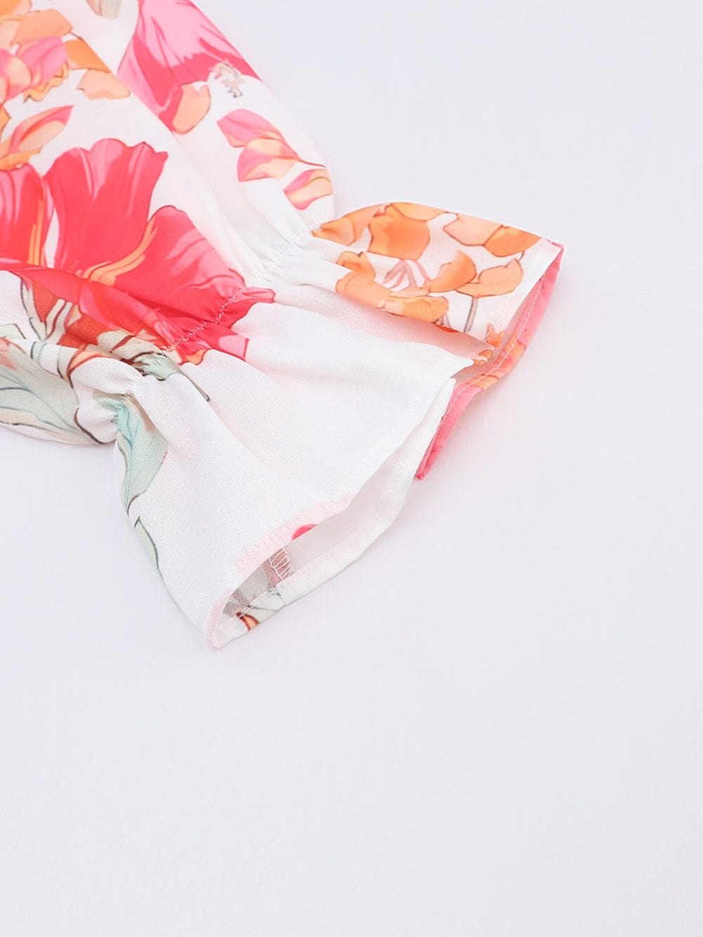 Crimson Smocked Floral Tiered Mini Dress