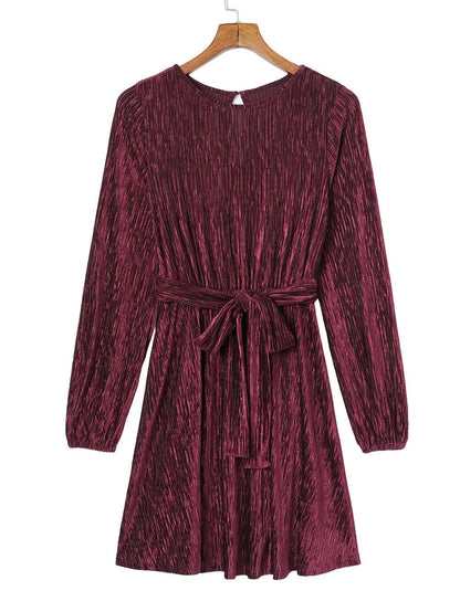 Crimson Velvet Kimono Sleeve Mini Dress