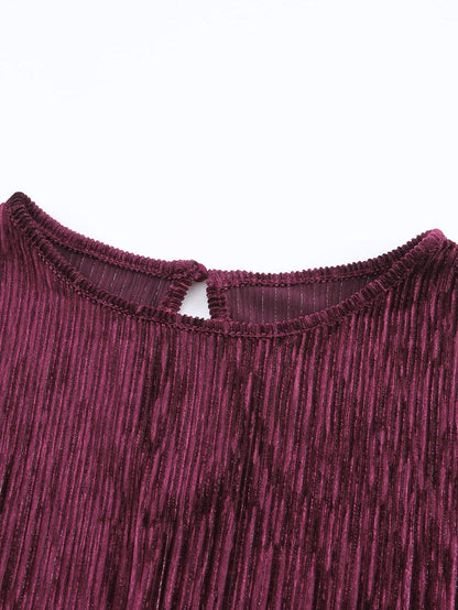 Crimson Velvet Kimono Sleeve Mini Dress