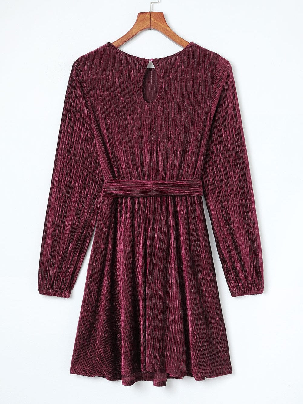 Crimson Velvet Kimono Sleeve Mini Dress