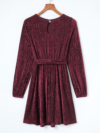 Crimson Velvet Kimono Sleeve Mini Dress
