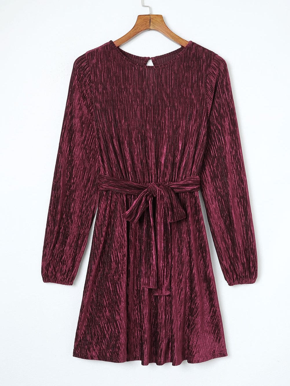Crimson Velvet Kimono Sleeve Mini Dress