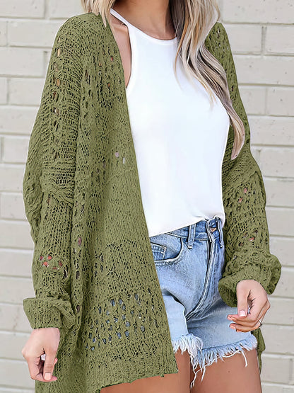 Crochet Loose Long Sleeve Knitted Sweater Cardigan