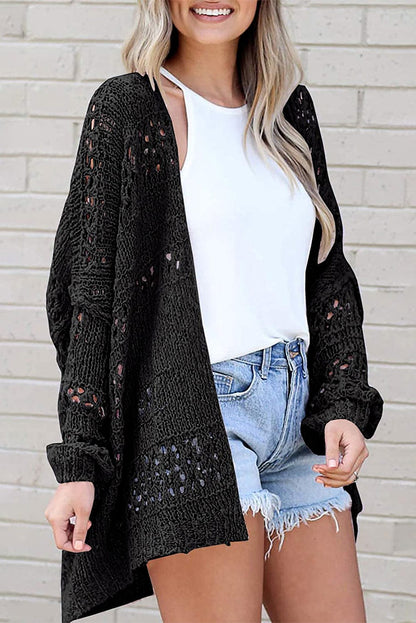 Crochet Loose Long Sleeve Knitted Sweater Cardigan