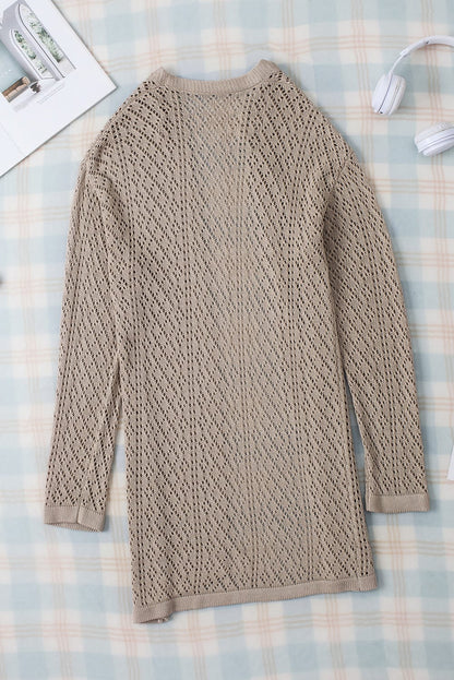 Crochet Loose Long Sleeve Knitted Sweater Cardigan