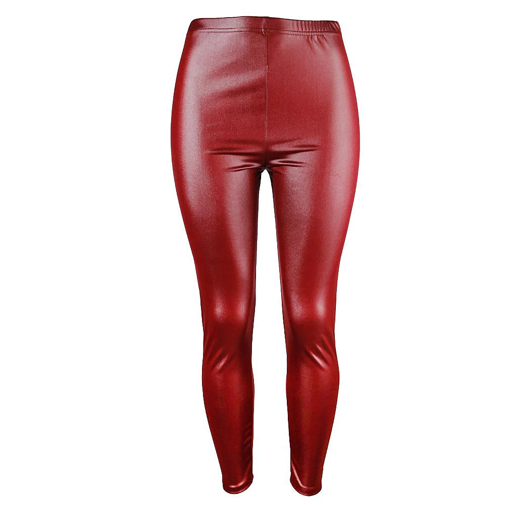 Women's Leather Pants PU Solid Colored Black Wine Fashion Ankle-Length Party Casual Daily