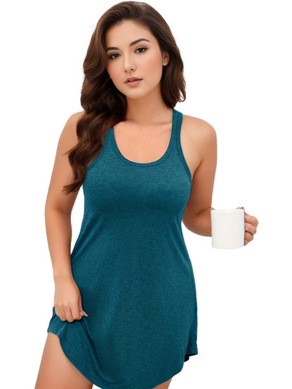 Curve Hem Tank Nightdress with Round Neck for Plus Size Women