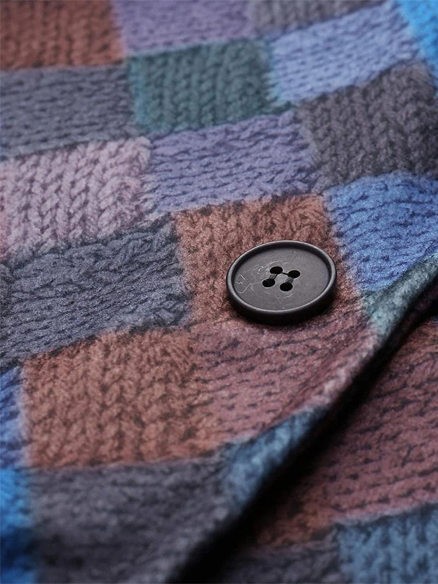 Women's Casual Jacket Street Daily Wear Vacation Fall Winter Regular Coat V Neck Loose Fit Windproof Breathable Stylish Sporty Chic & Modern Jacket Long Sleeve Stripes and Plaid Print Red Blue Green