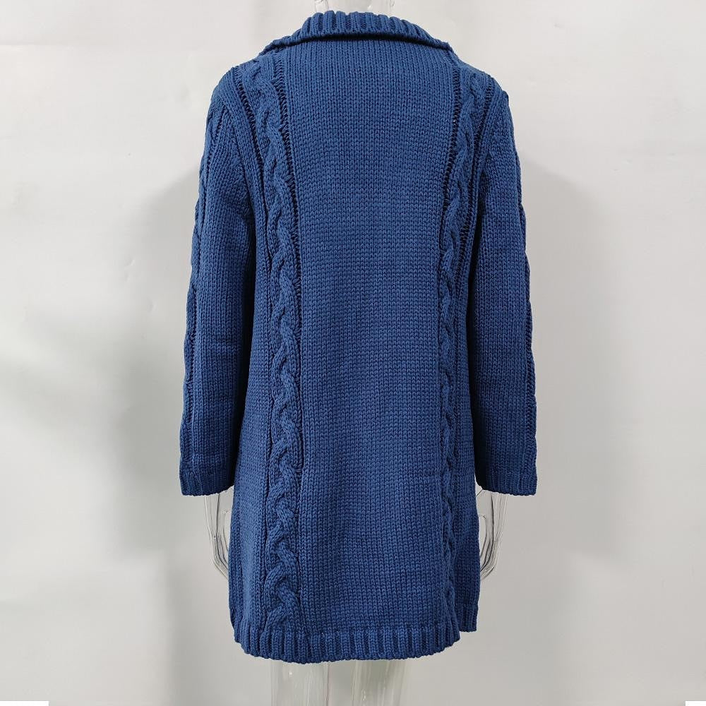 Women's Cardigan Sweater Jumper Cable Chunky Knit  Solid Color Open Front Stylish Soft Daily Going out Winter Fall Reddish brown Blue S M L / Long Sleeve / Regular Fit