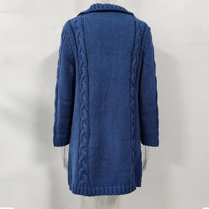 Women's Cardigan Sweater Jumper Cable Chunky Knit  Solid Color Open Front Stylish Soft Daily Going out Winter Fall Reddish brown Blue S M L / Long Sleeve / Regular Fit