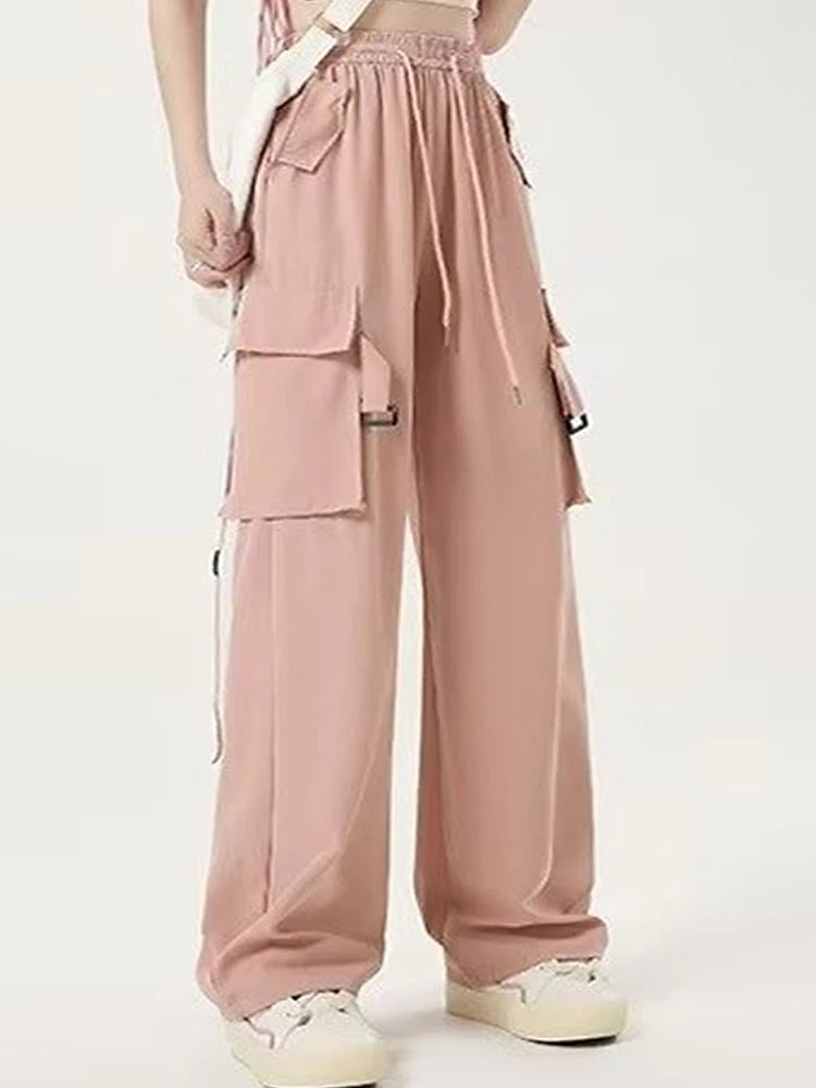 Women's Cargo Pants Polyester Plain Black Pink Fashion High Rise Full Length Street Daily Wear Fall Winter