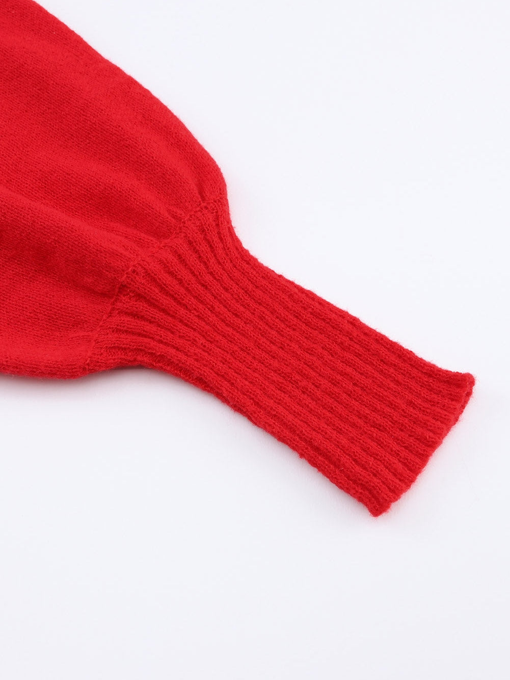 Festive Crimson Turtleneck Embroidered Letter Sweater