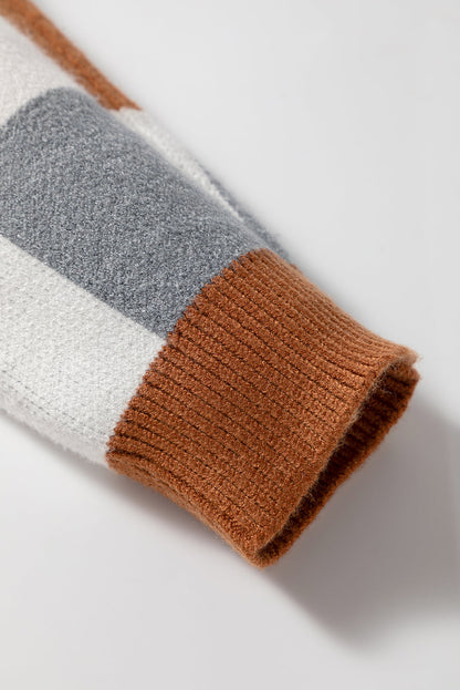 checkered knit sweater