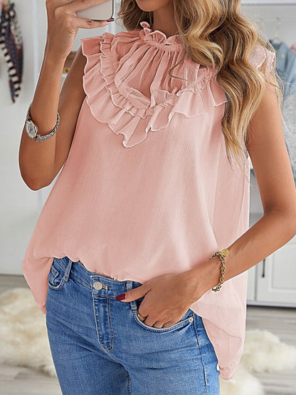 Elegant Ruffle Chiffon Tank Top