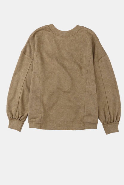 Khaki Twist Back Exposed Seam Oversized Pullover Sweatshirt