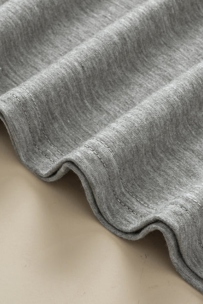 Chic Gray V Neck Batwing Sleeve Plus Size Top