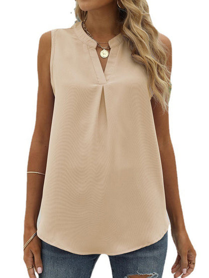 Tank Tops - Tops Solid Shirt Loose V-Neck Pullover Sleeveless Tank Top - MsDressly