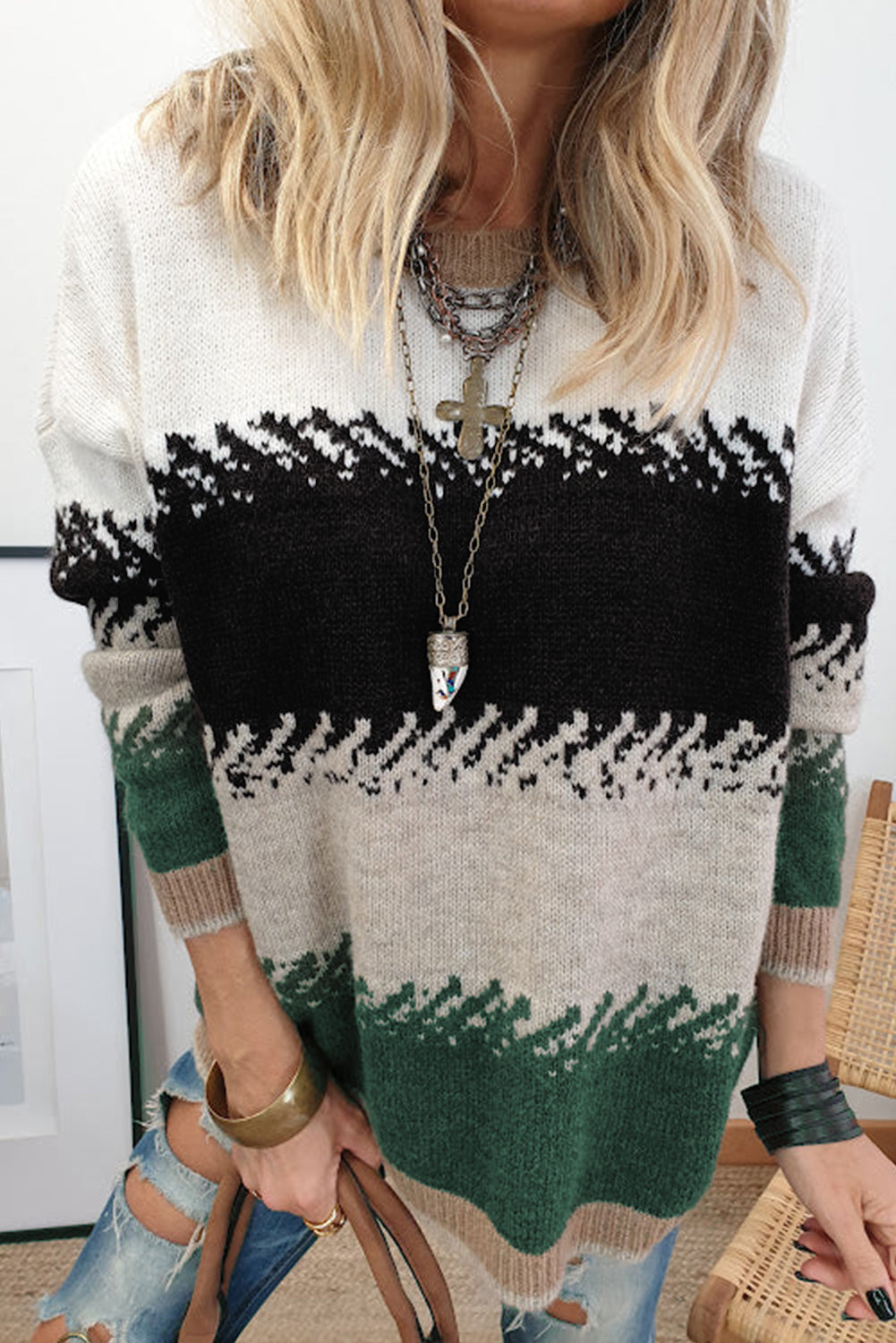 color block sweater