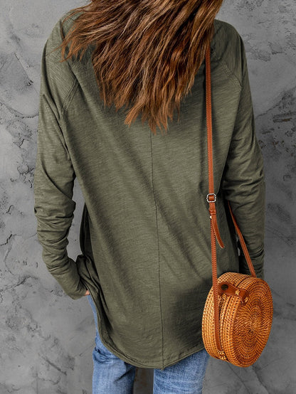 Green Classic Round Neck Long Sleeve Sweatshirt