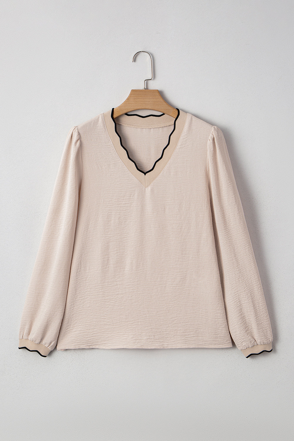 v neck long sleeve blouse