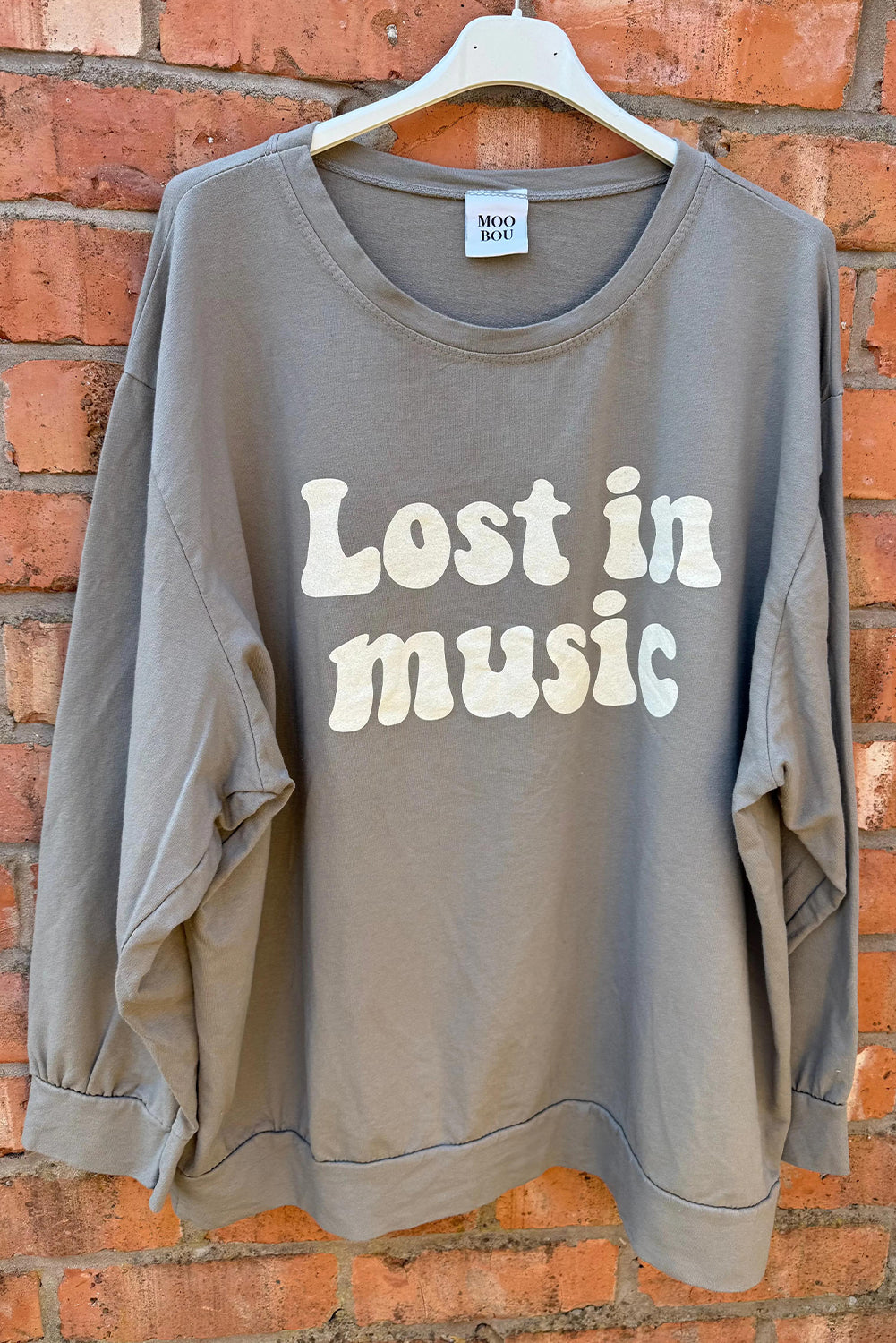 Simply Taupe Lost In Music Oversized Sweatshirt