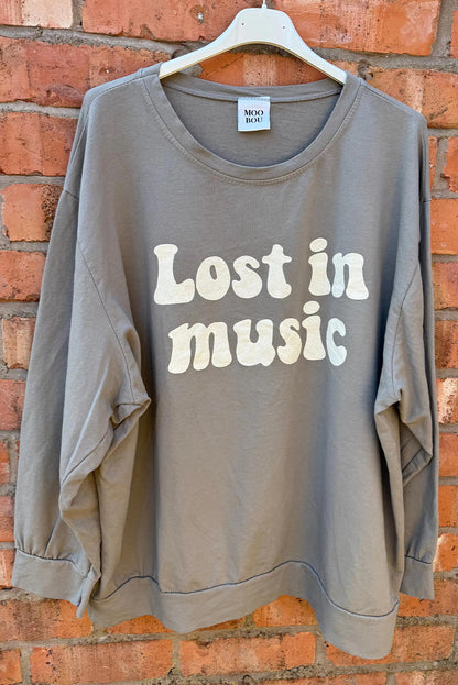 Simply Taupe Lost In Music Oversized Sweatshirt