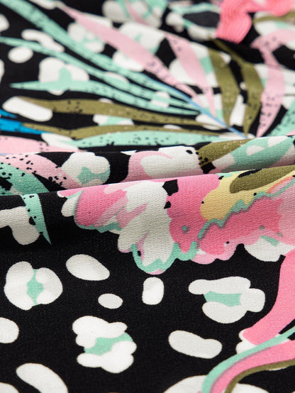 Floral Flared Dress with Multicolour Ric-rac Trim