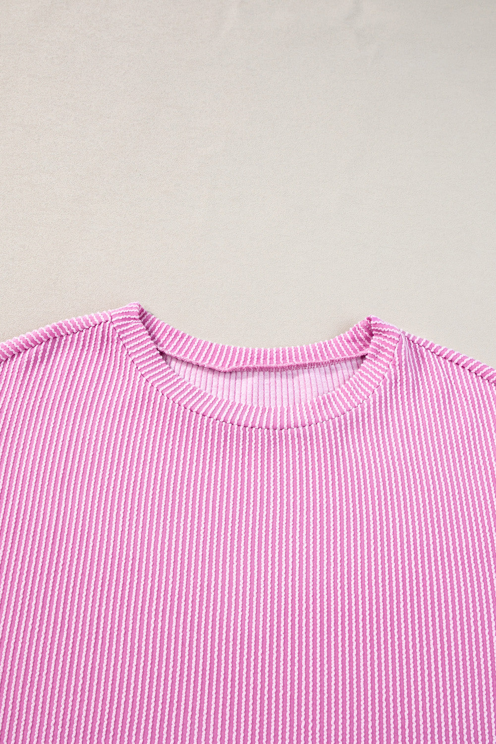 Ribbed Knit Pink Lounge Set for Plus Size Women