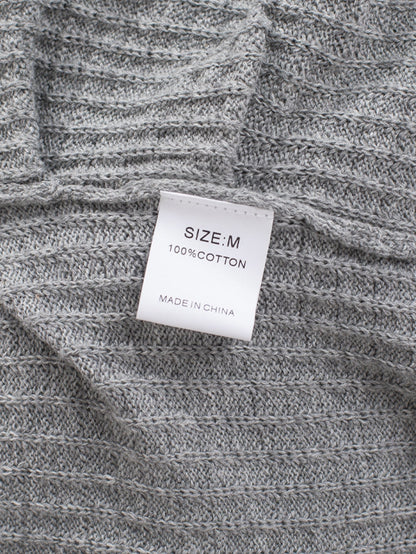 Khaki Reversible V-Neck Waffle Knit Sweater