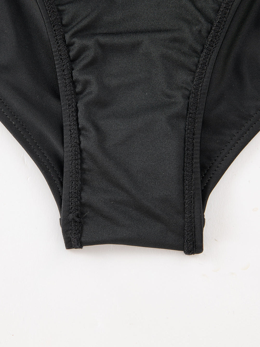 Black Mesh Patchwork One-shoulder Monokini Swimsuit