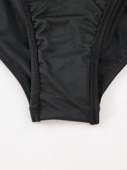 Black Mesh Patchwork One-shoulder Monokini Swimsuit