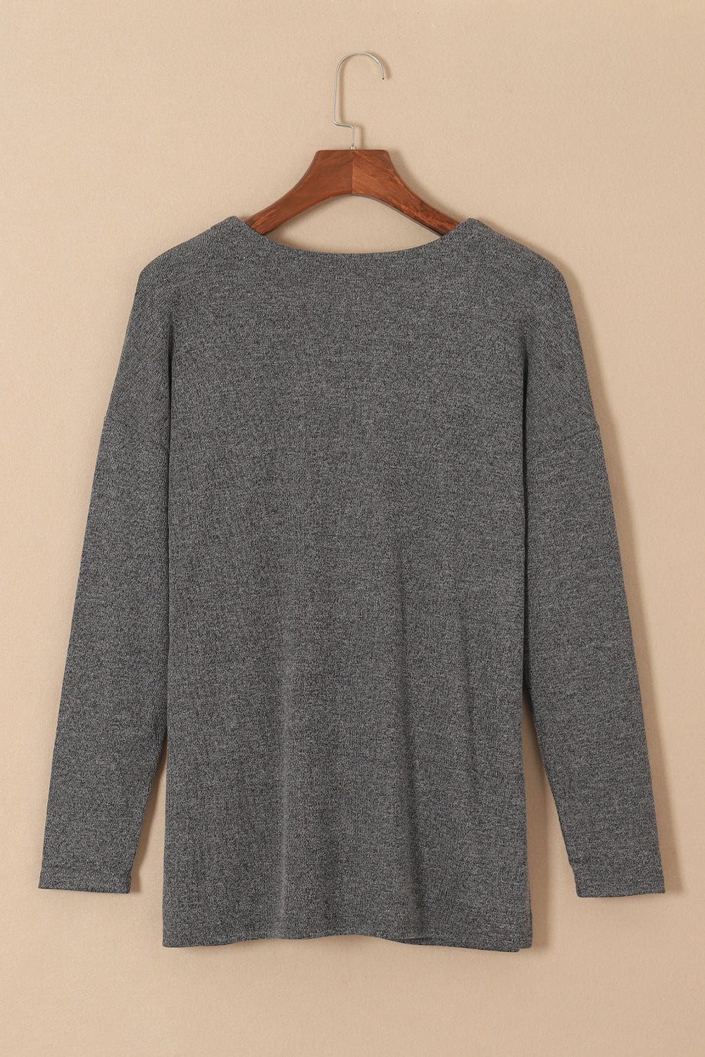 Gray Heather V-Neck Knit Cardigan with Front Pockets