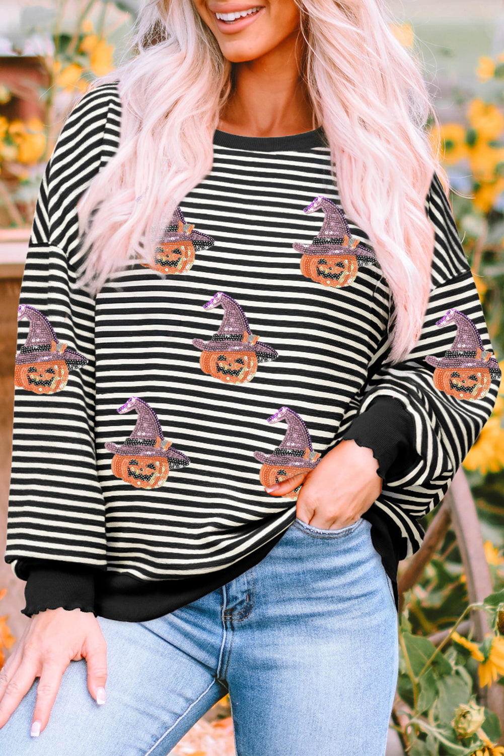 striped long sleeve top