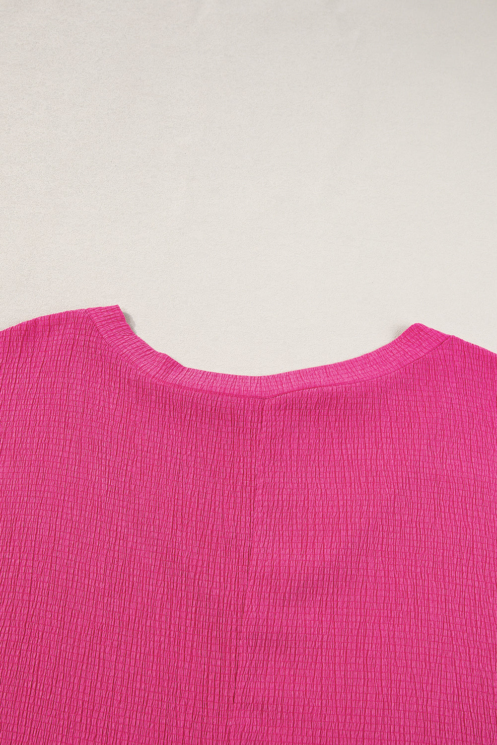 Bubble Hem Bright Pink V Neck Plus Size Top