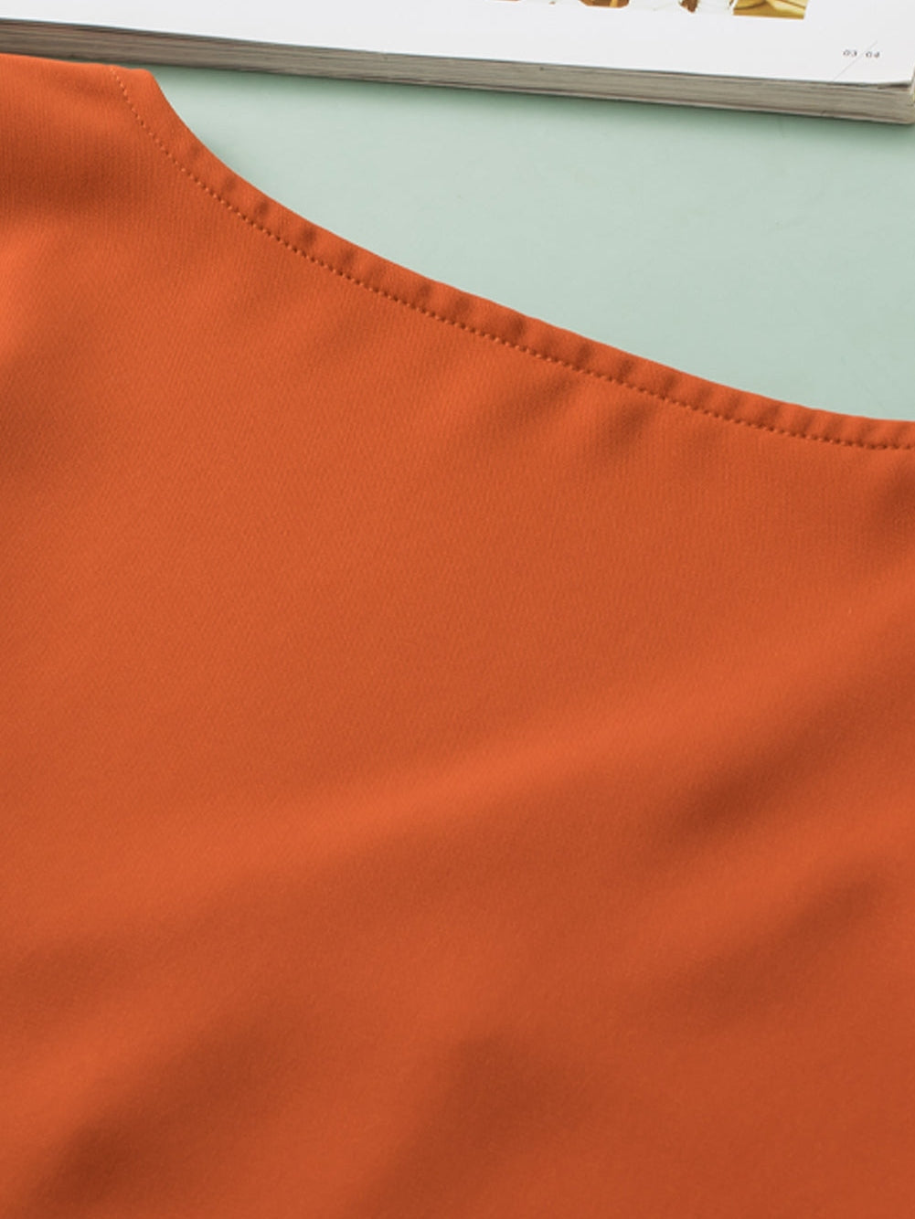 Golden Flame Wrap Sleeve V-Neck Plus Size Blouse