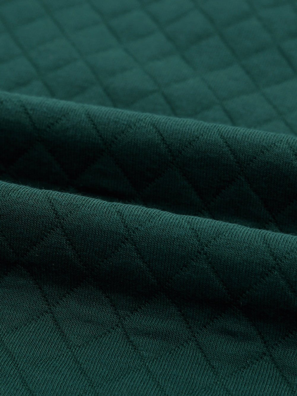 Green Plaid Trim Sweatshirt with Geometric Texture