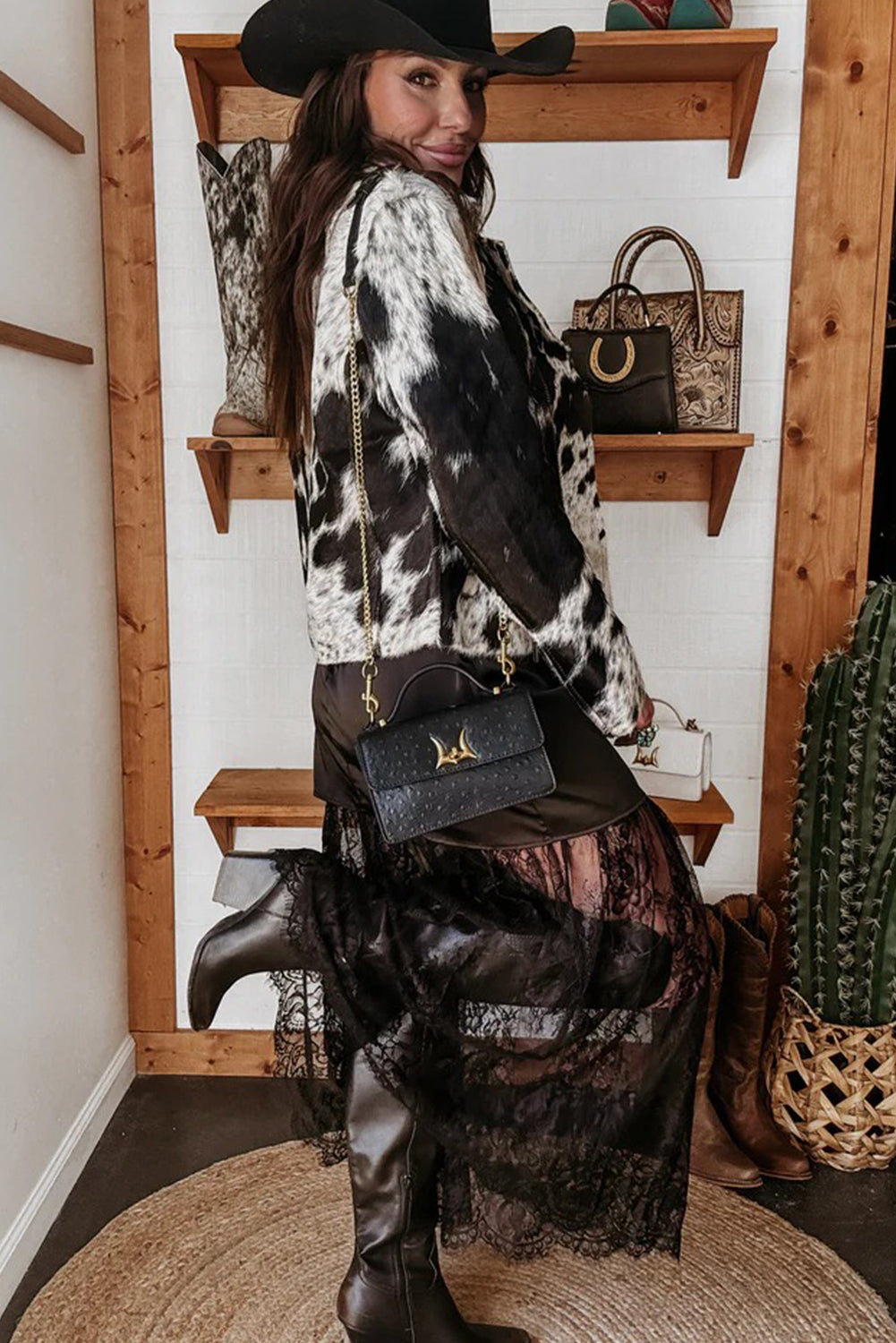 Color black Satin Lace Patchwork Spaghetti Straps Maxi Dress