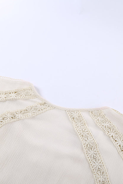 Apricot Crochet Eyelet Short Sleeve Top with Lace Detail