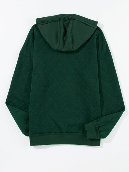 Green Quilted Patchwork Hoodie with Vintage Flair