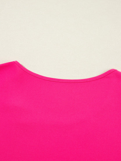 Rose Red Jeweled Puff Sleeve Plus Size Blouse