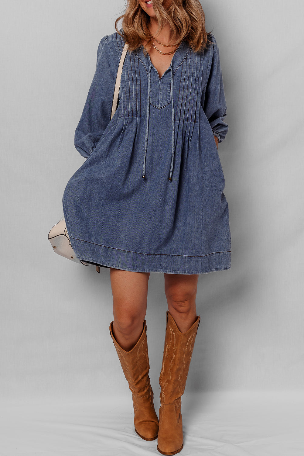 3/4 sleeve denim dress