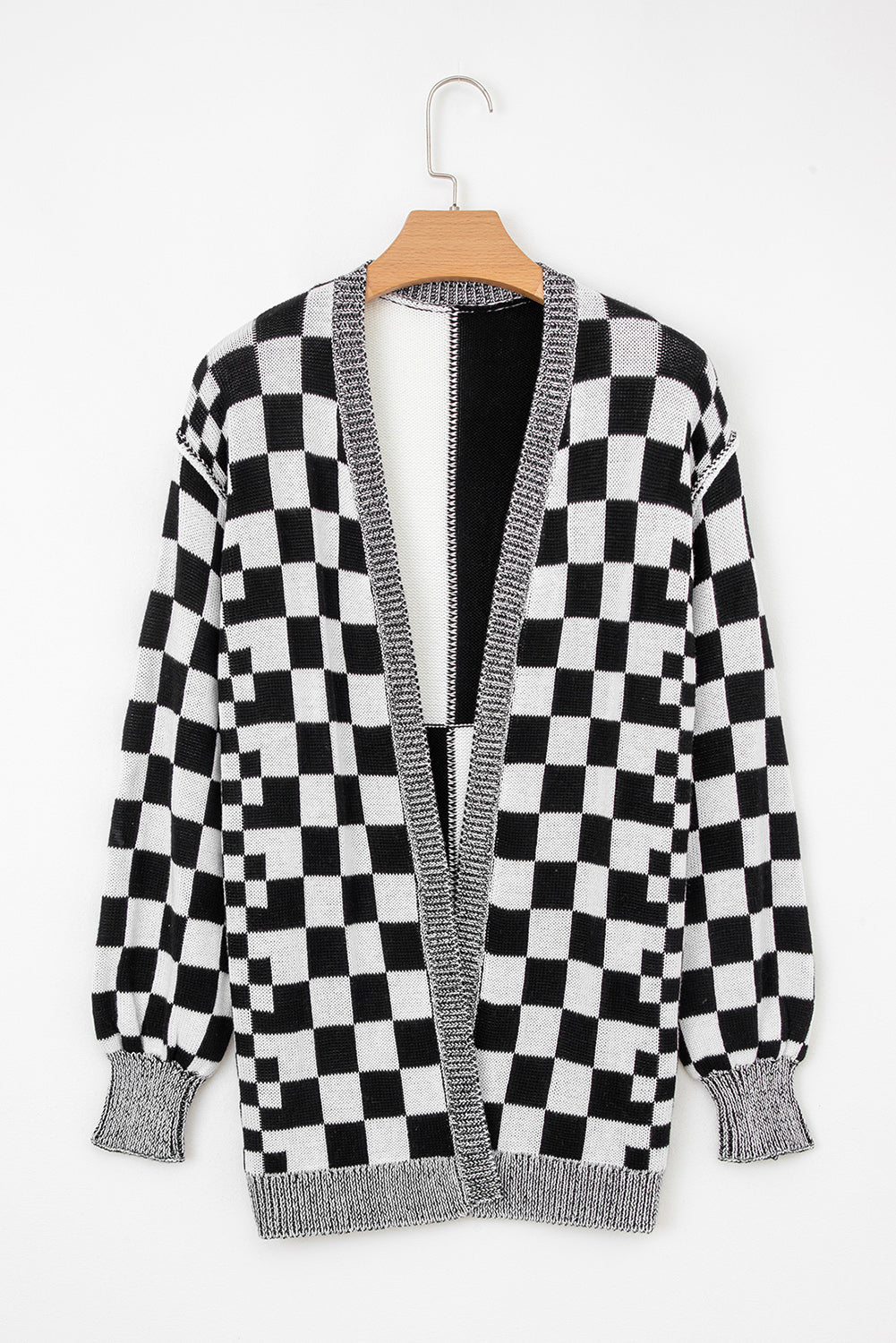 black checkered cardigan
