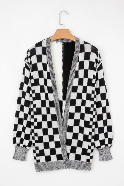 black checkered cardigan