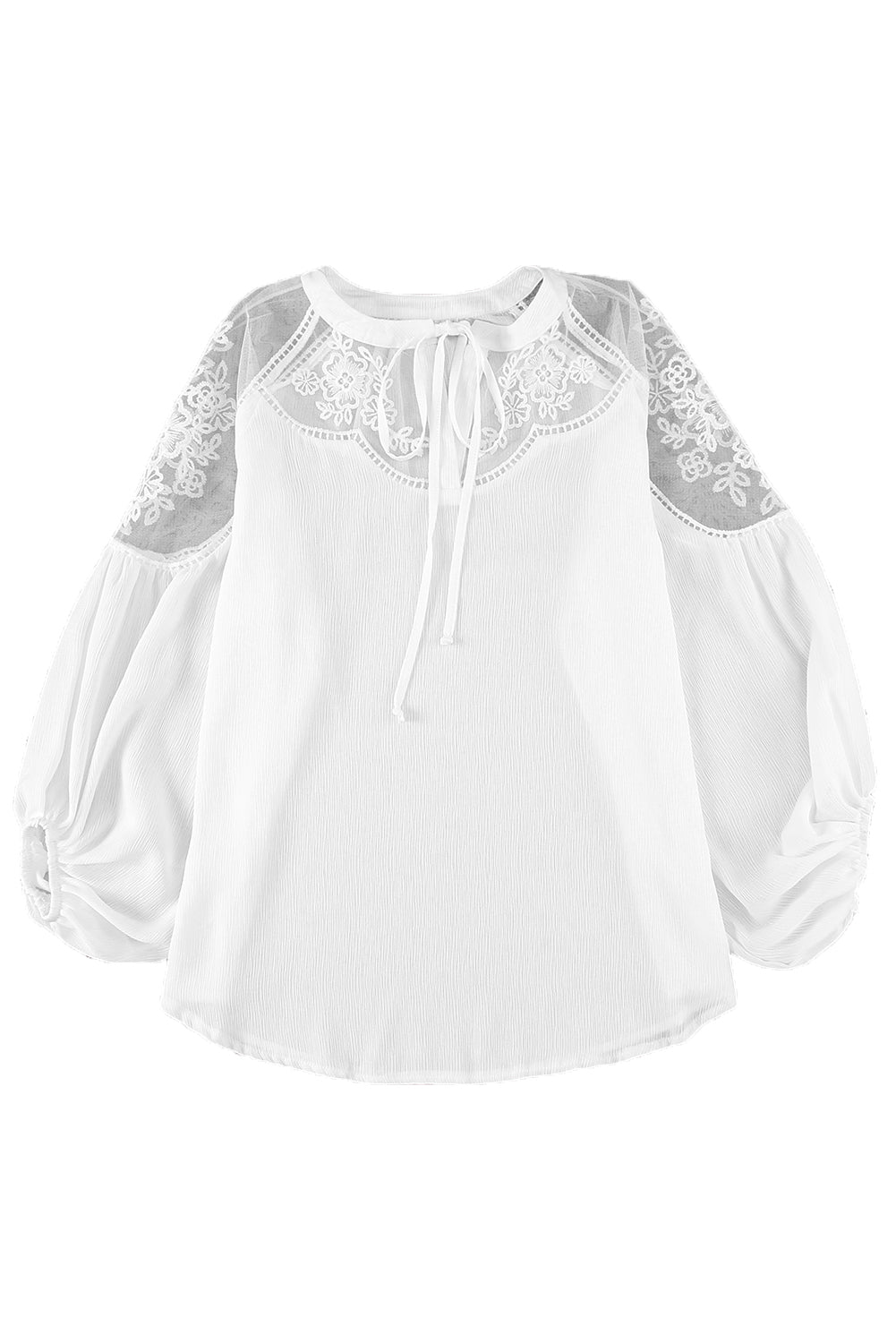 Elegant White Lace Detail V-Neck Blouse