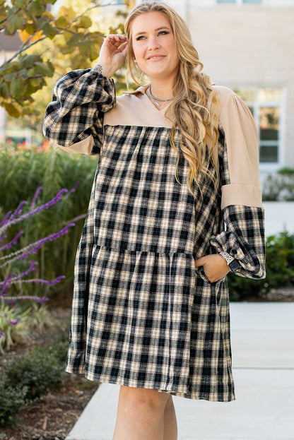 plaid plus size dress