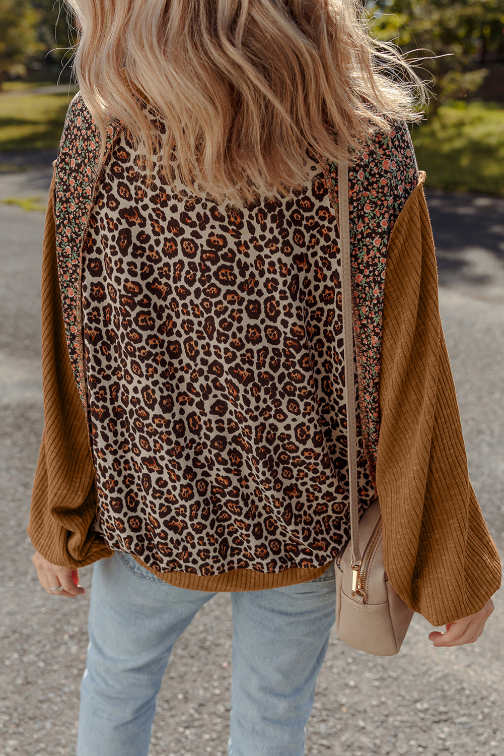 leopard patchwork top