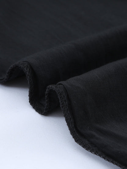 Beach Ready Black Crochet Pom Pom Trim Tunic Cover-Up