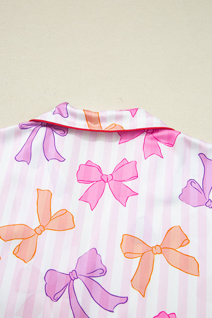 bow print pajama set
