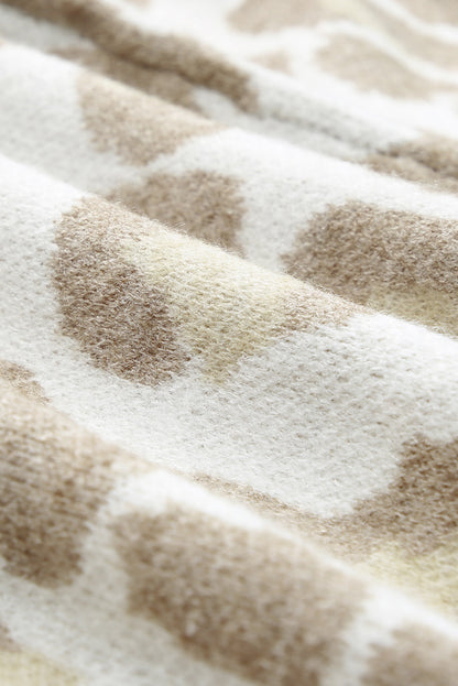 Leopard Print Beige Plus Size Cardigan